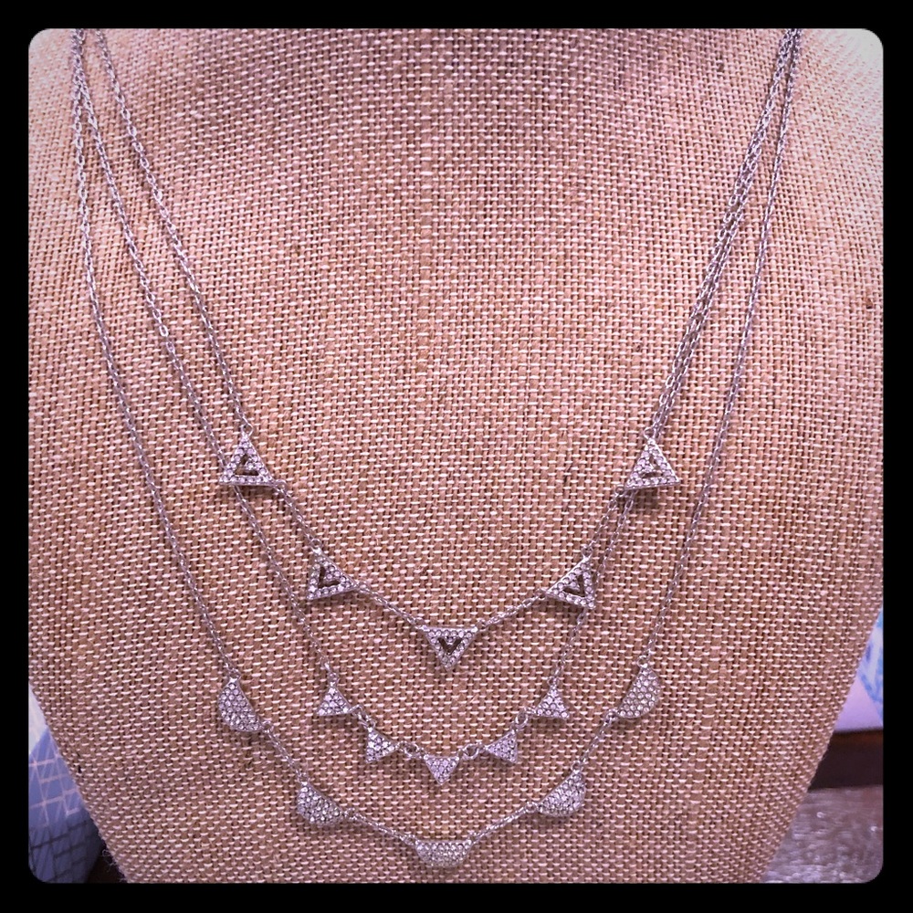 Stella & Dot silver layered, delicate necklace